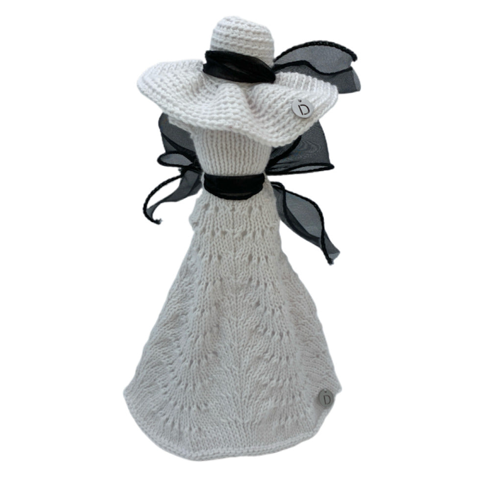 Robe longue Glamour avec son chapeau pour poupée sans fermeture fait main - Made in France