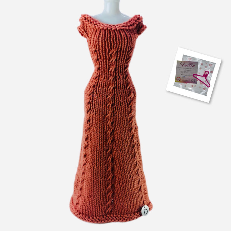 Longue robe tresses pour poupée sans fermeture fait main - Made in France