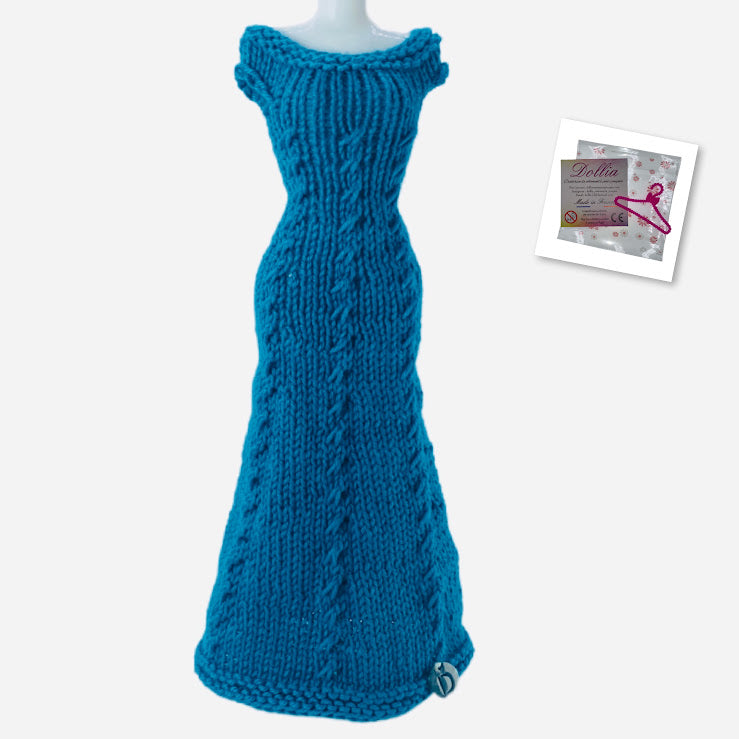 Longue robe tresses pour poupée sans fermeture fait main - Made in France