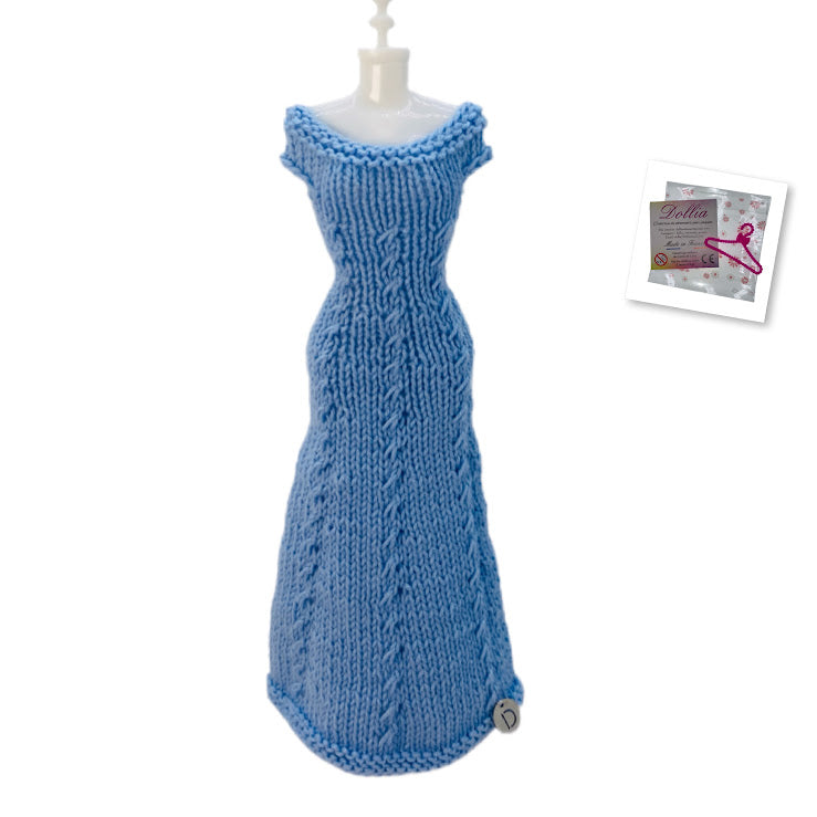 Longue robe tresses pour poupée sans fermeture fait main - Made in France