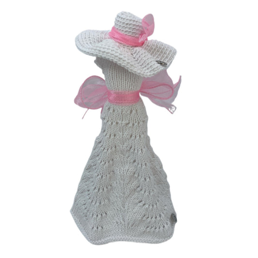 Robe longue Glamour avec son chapeau pour poupée sans fermeture - Made in France