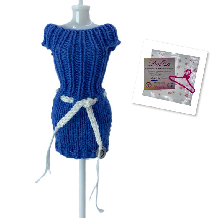 Dress with belt for dolls - Made in France