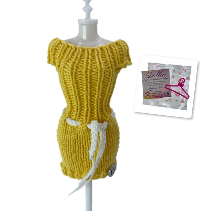 Dress with belt for dolls - Made in France