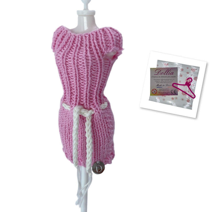 Dress with belt for dolls - Made in France