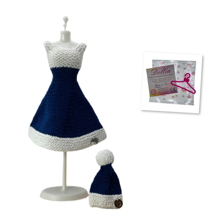 Courte robe de Noël avec son bonnet sans fermeture fait main - Made in France