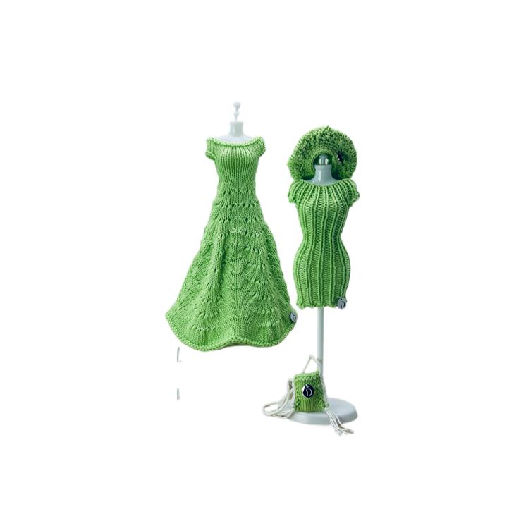 Ensemble Moon - robe longue, robe courte,beret et sac pour poupée sans fermeture fait main-Made in France