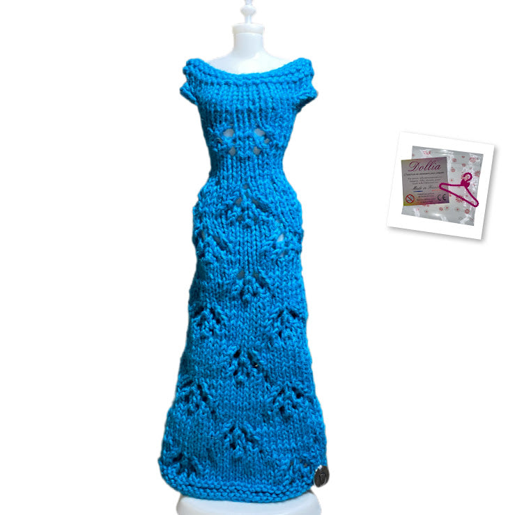 Robe longue Fleurie pour poupée sans fermeture fait main - Made in France