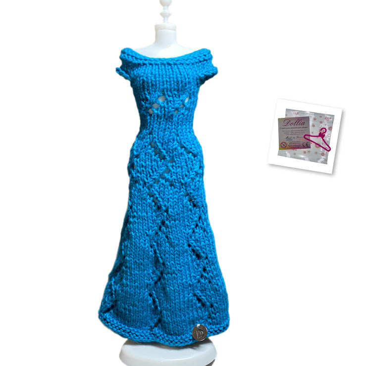 Robe longue Ondée pour poupée sans fermeture fait main - Made in France