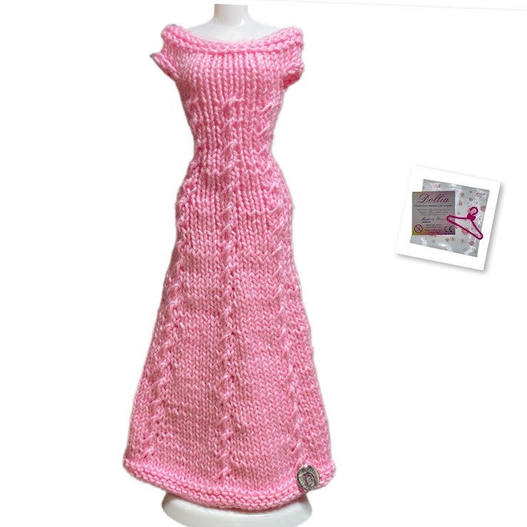 Robe longue tresses pour poupée sans fermeture fait main - Made in France