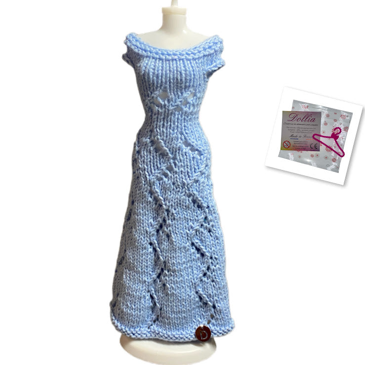 Robe longue Ondée pour poupée sans fermeture fait main - Made in France