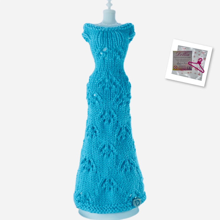 Robe longue Fleures pour poupée sans fermeture fait main - Made in France