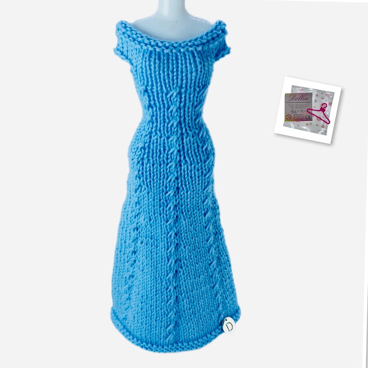 Robe longue tressé pour poupée sans fermeture fait main - Made in France