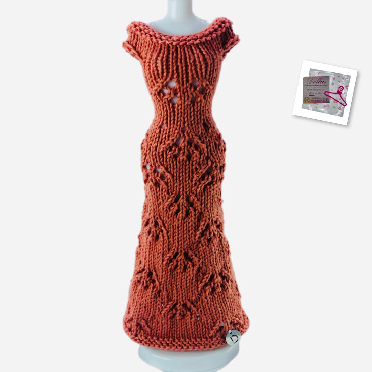 Robe longue Fleures pour poupée sans fermeture fait main - Made in France