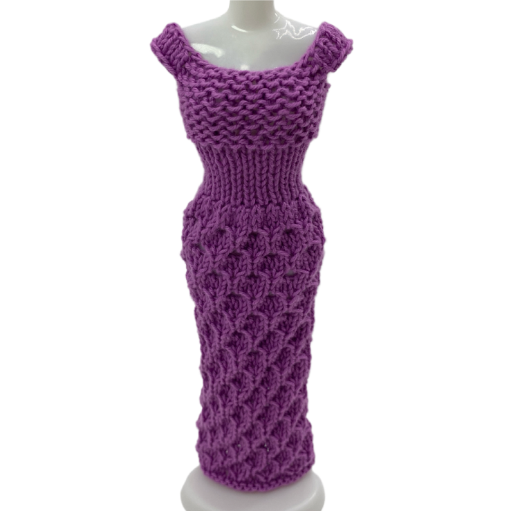 Longue robe Coquette pour poupée sans fermeture fait main - Made in France