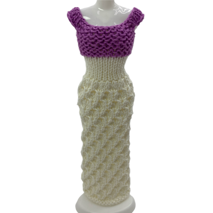 Longue robe Coquette pour poupée sans fermeture fait main - Made in France