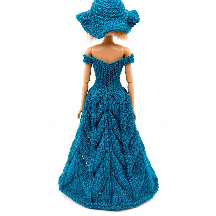 ETE Ensemble 2 pièces-Robe longue,chapeau pour poupée fait main en France - édition limité (poupée n'est pas incluse)